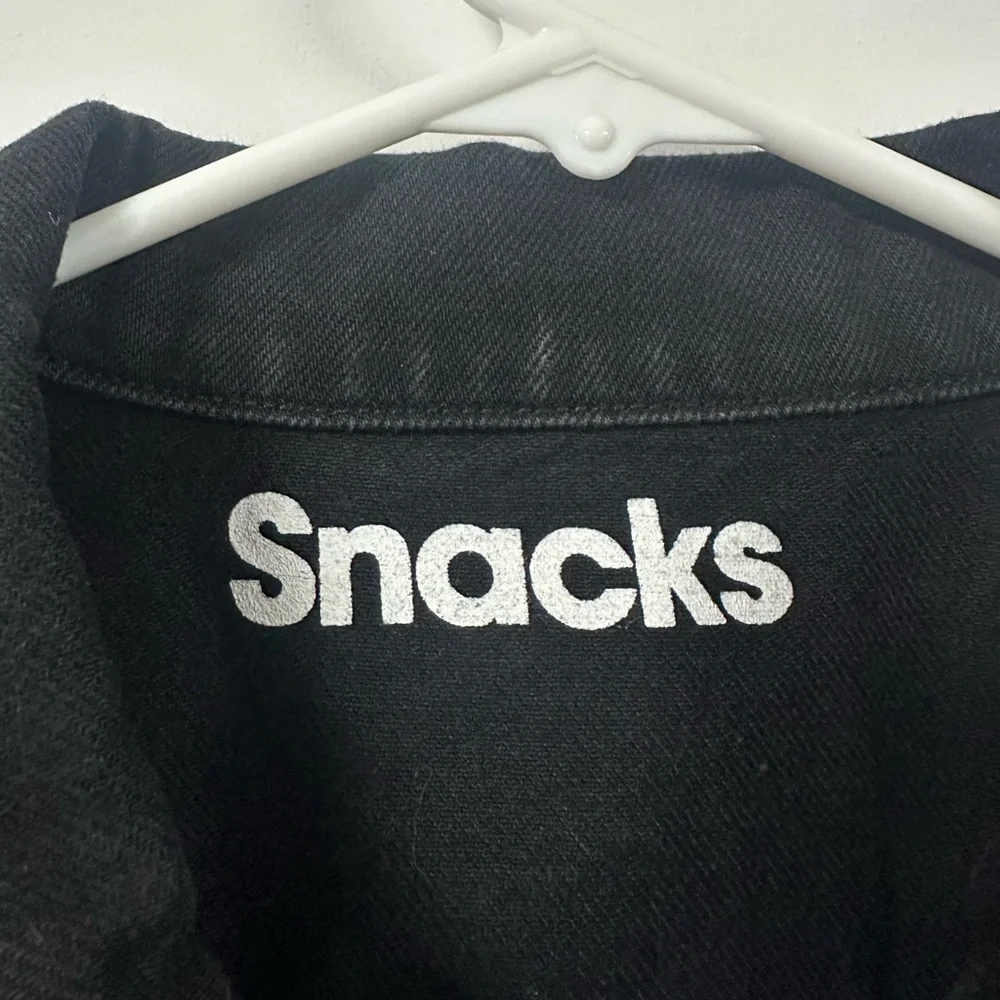 $336 Snacks Mother Women's Black The Chiclet Zip Crop Denim Jacket Size Small - Picture 6 of 8